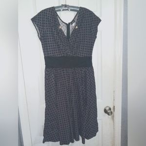 Womans Retrolicious xl black dress with white polka-dot with vintage clip earrin